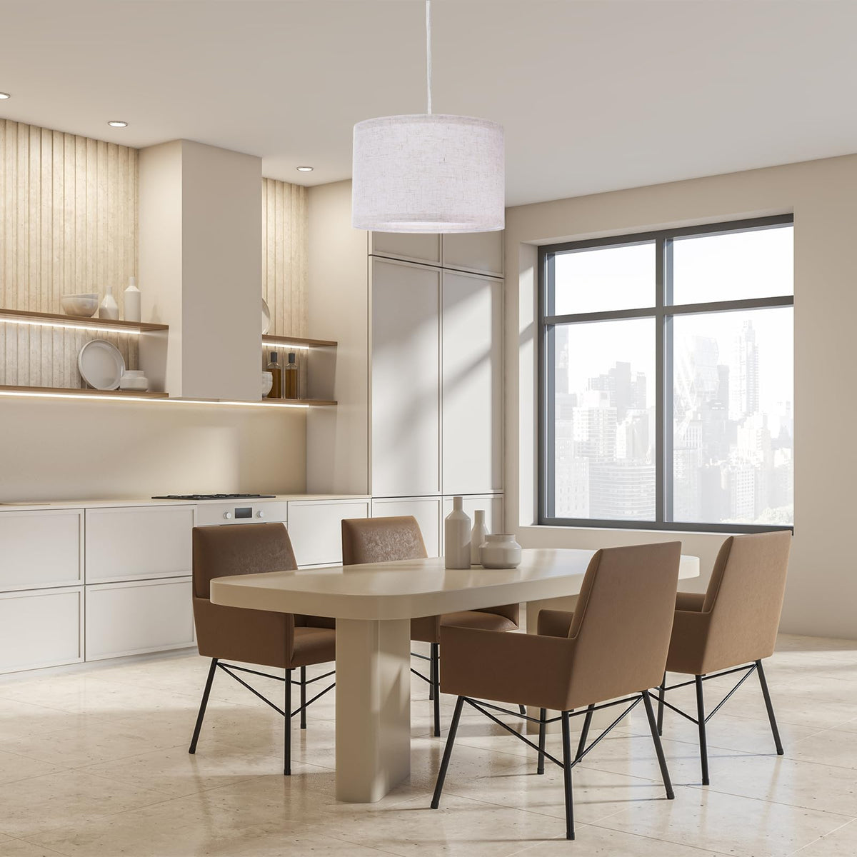 PATIKIL fabric shade and 15ft cord create versatile placements in kitchens and bedrooms.
