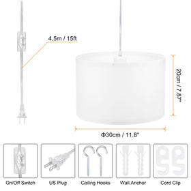 PATIKIL pendant light fabric shade highlights warm, cozy illumination for dining areas.