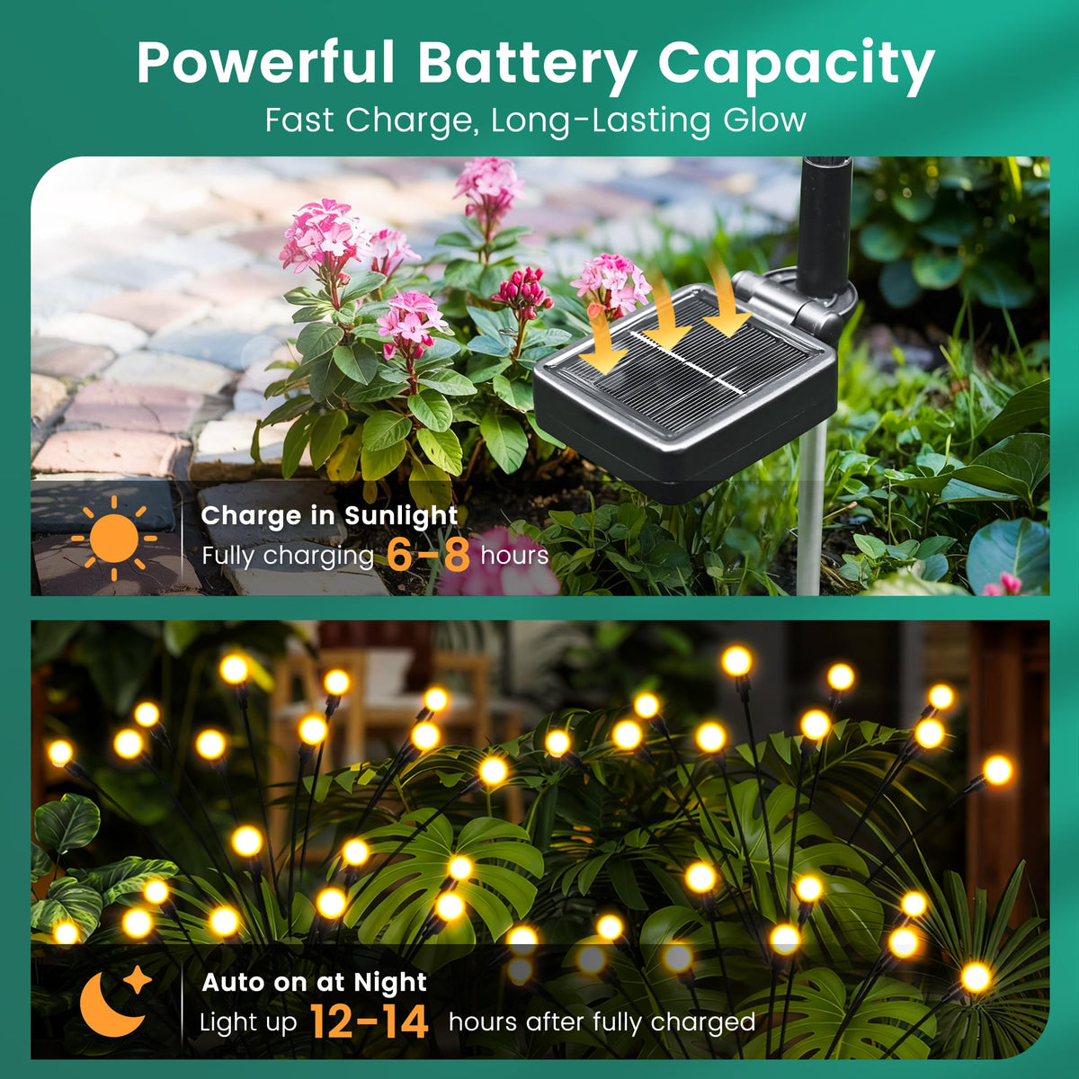 PATIOPIA Night ambience on lawn with warm white glow for evenings outdoors.