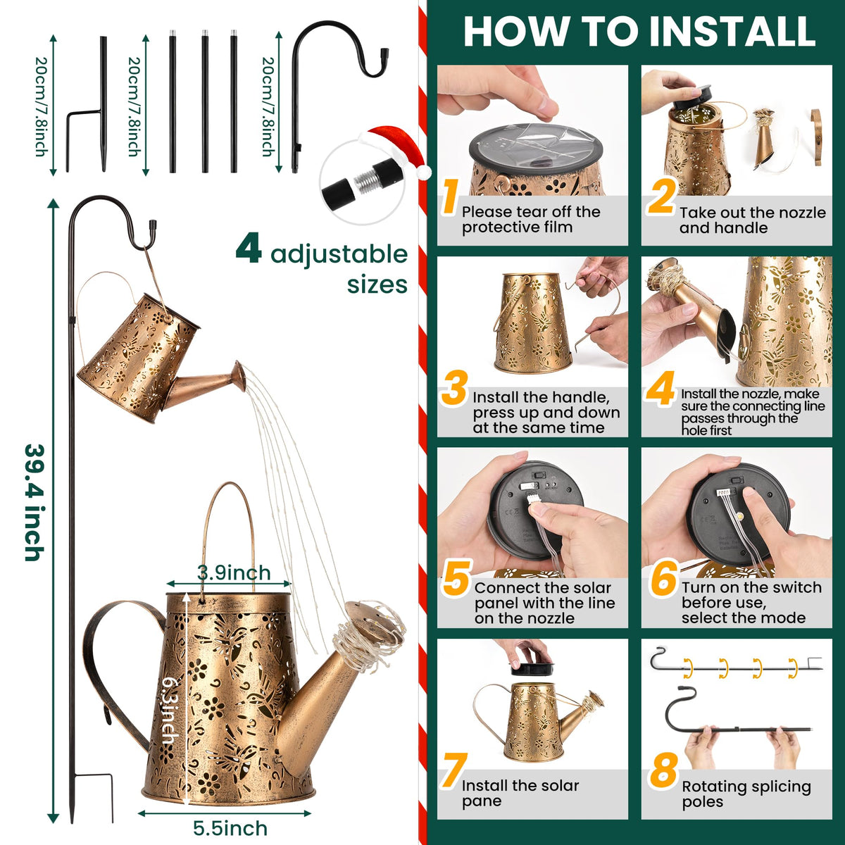 PATIOPIA solar garden lantern enhances yard decor with multi-directional light projection