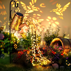 PATIOPIA watering-can solar light brightens garden paths with whimsical, energy-saving illumination