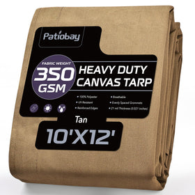 Patiobay canvas tarp 10x12 cover provides rain protection for camping.