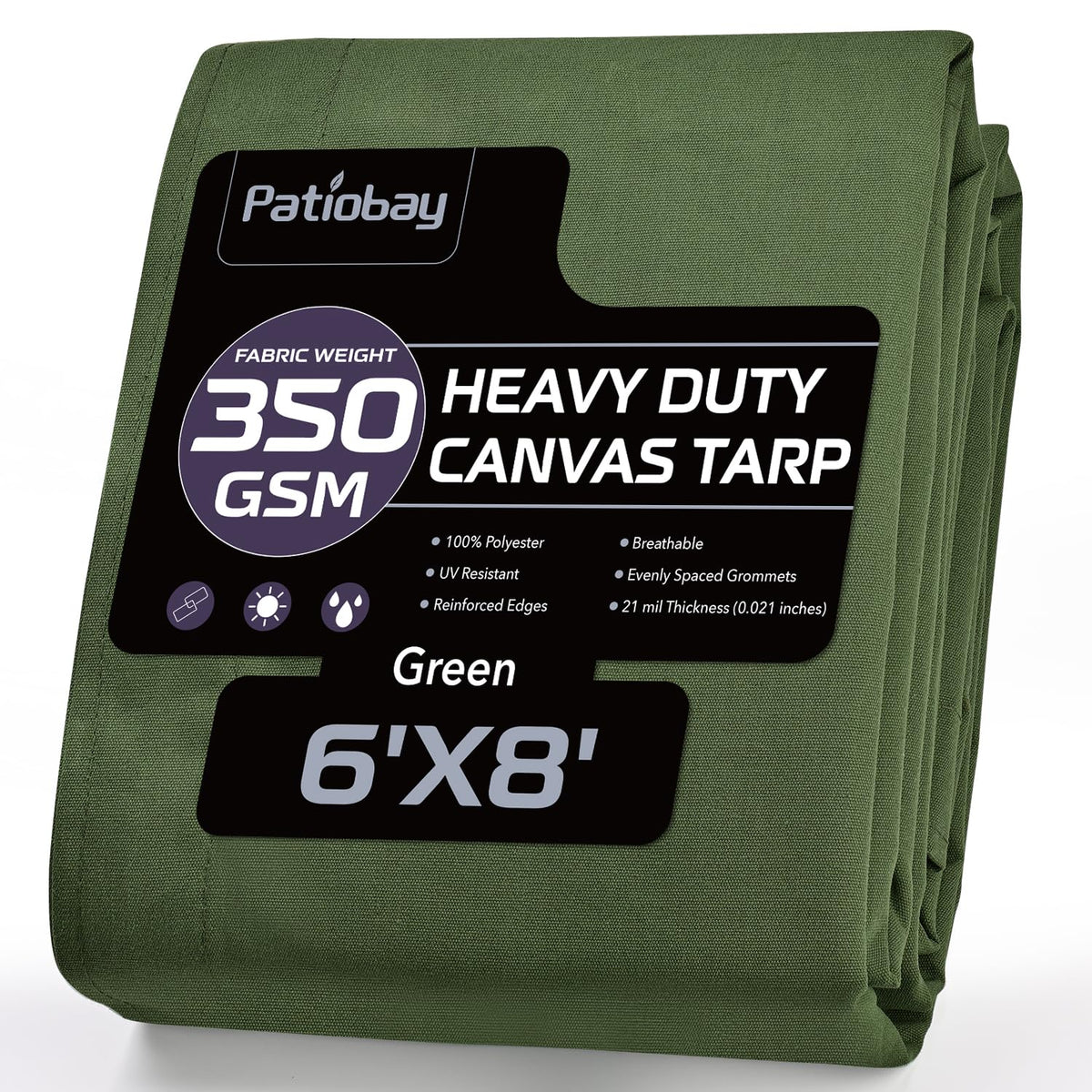 Patiobay canvas tarp 6x8 green provides durable outdoor shelter.