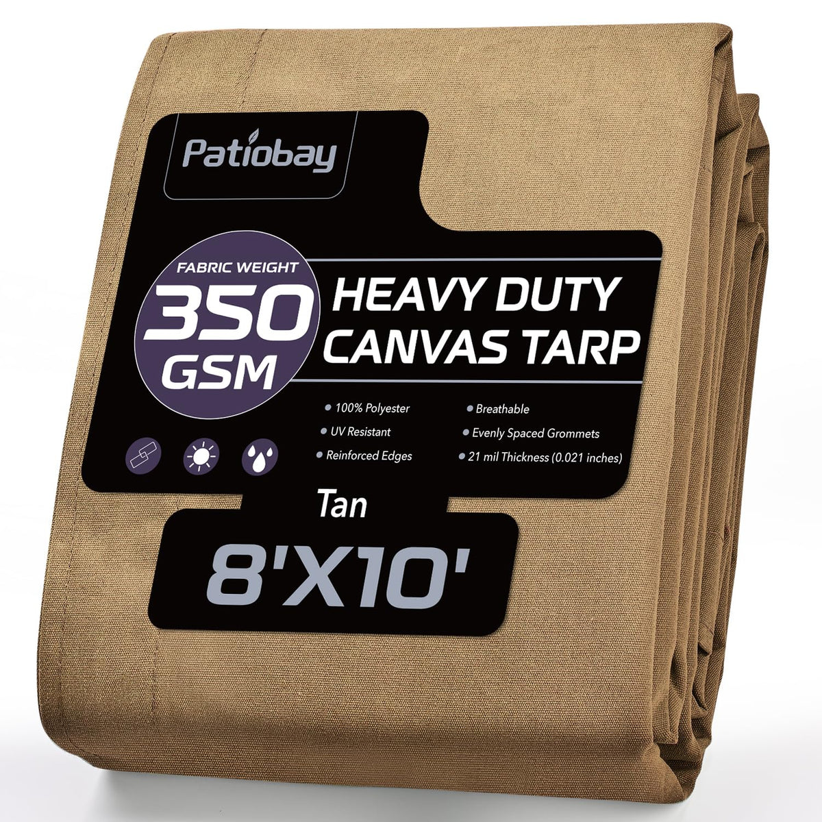 Patiobay Canvas Tarp 8x10 heavy-duty cover protecting gear from the elements.