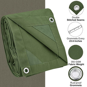 Patiobay tarp with rustproof grommets for secure windy setups.