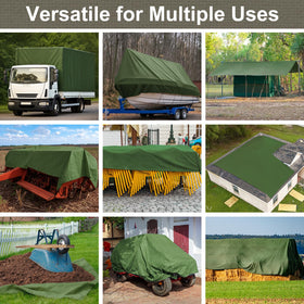Patiobay UV-resistant tarp protects gear in sun.