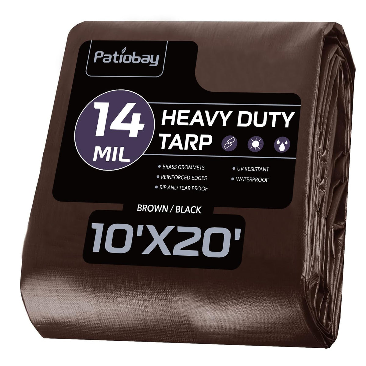 Patiobay tarp 10x20ft front view showing wide outdoor coverage option