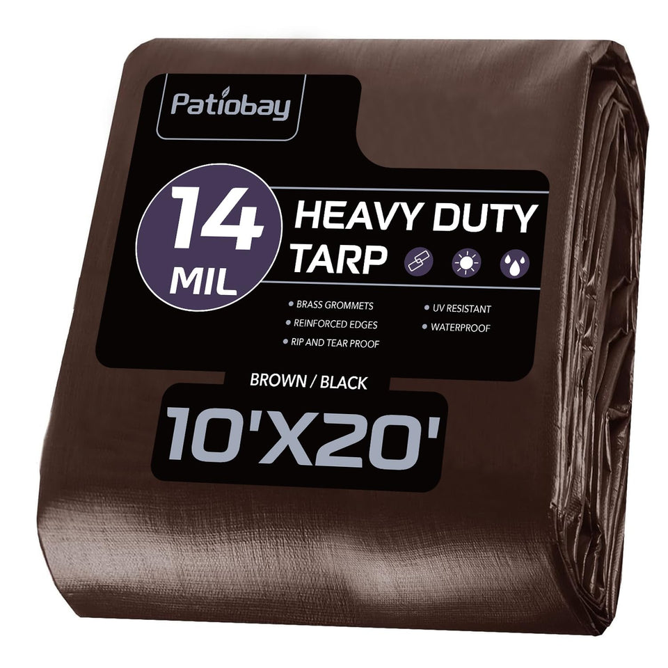 Patiobay tarp 10x20ft front view showing wide outdoor coverage option