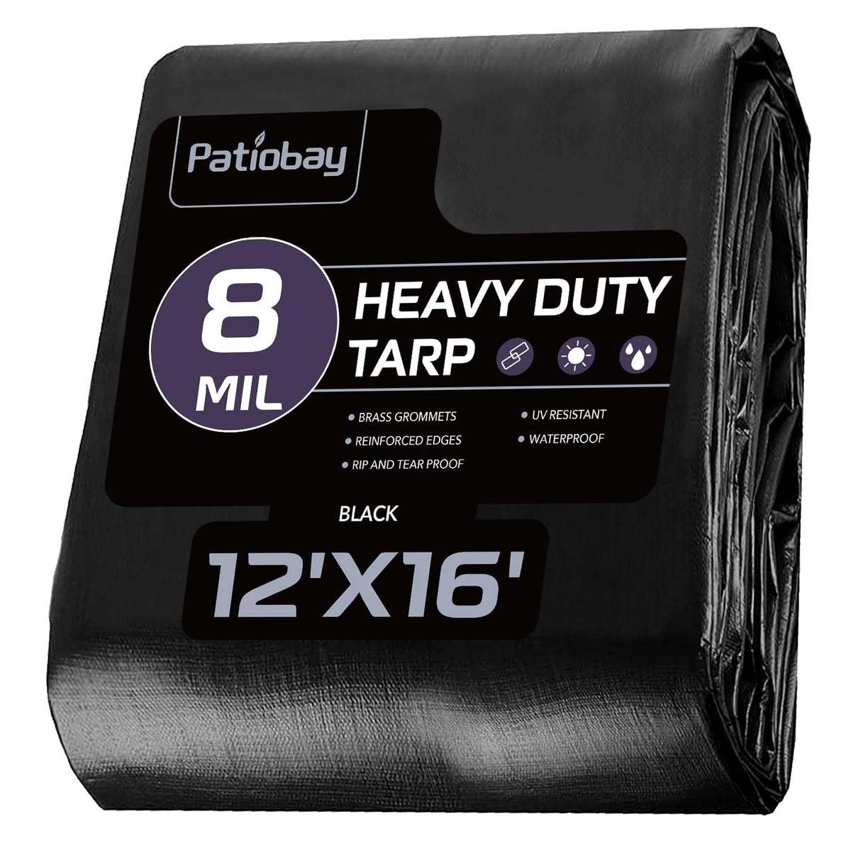 Patiobay tarp 12x16 ft laid flat for patio shade and weather protection.