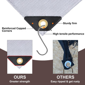 Patiobay tarp 16 mil polyethylene material for rugged use.