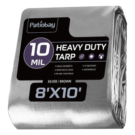 Patiobay Tarp 8x10 heavy-duty cover protecting outdoor gear and furniture