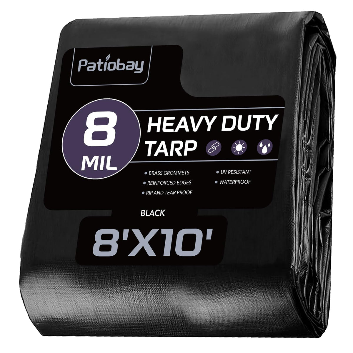 Patiobay tarp 8x10 on display, showcasing size and durability