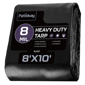 Patiobay tarp 8x10 on display, showcasing size and durability