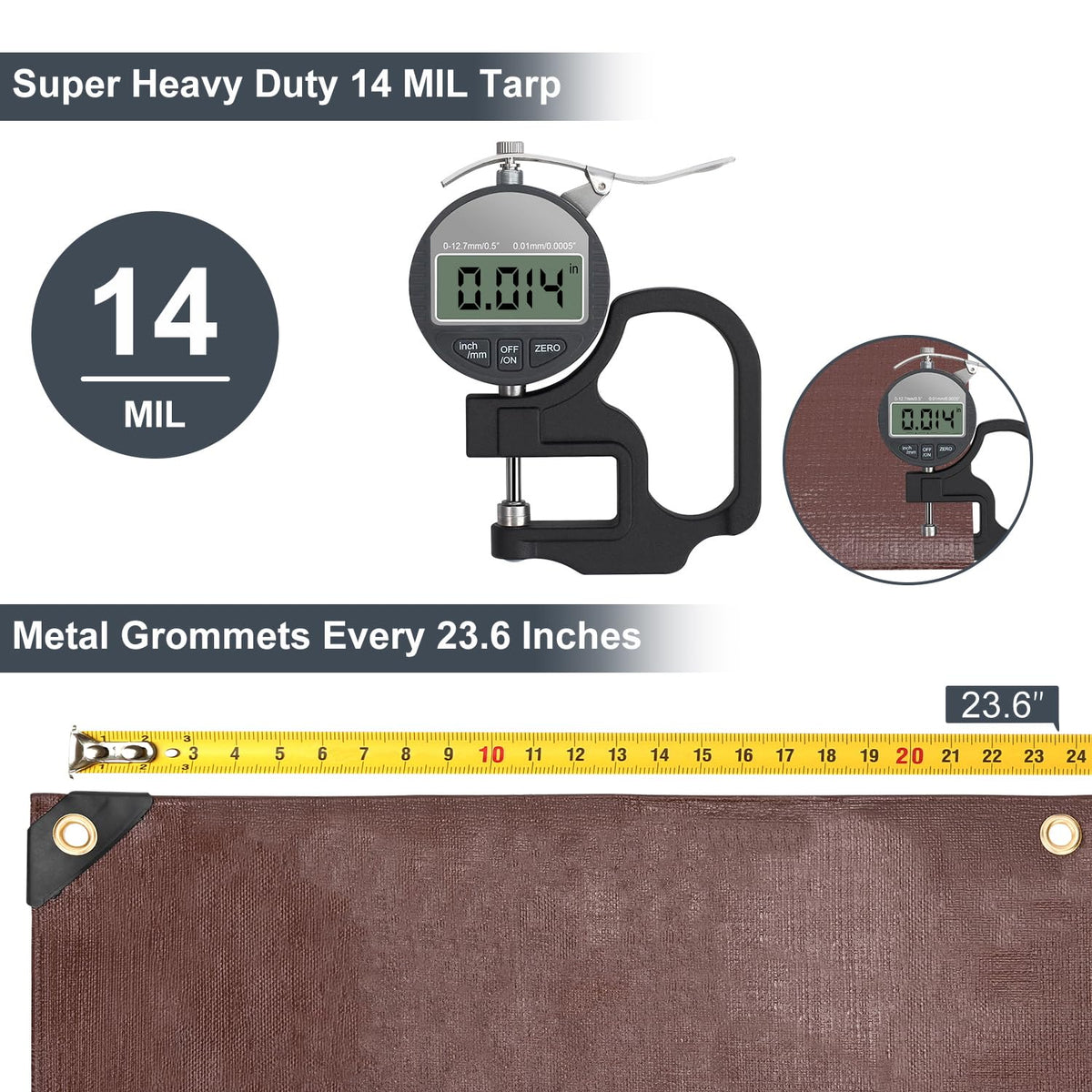 Patiobay tarp with grommets every 23.6 inches for secure tie-down