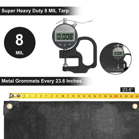 Patiobay tarp with grommets every 23.6 inches for secure ties.
