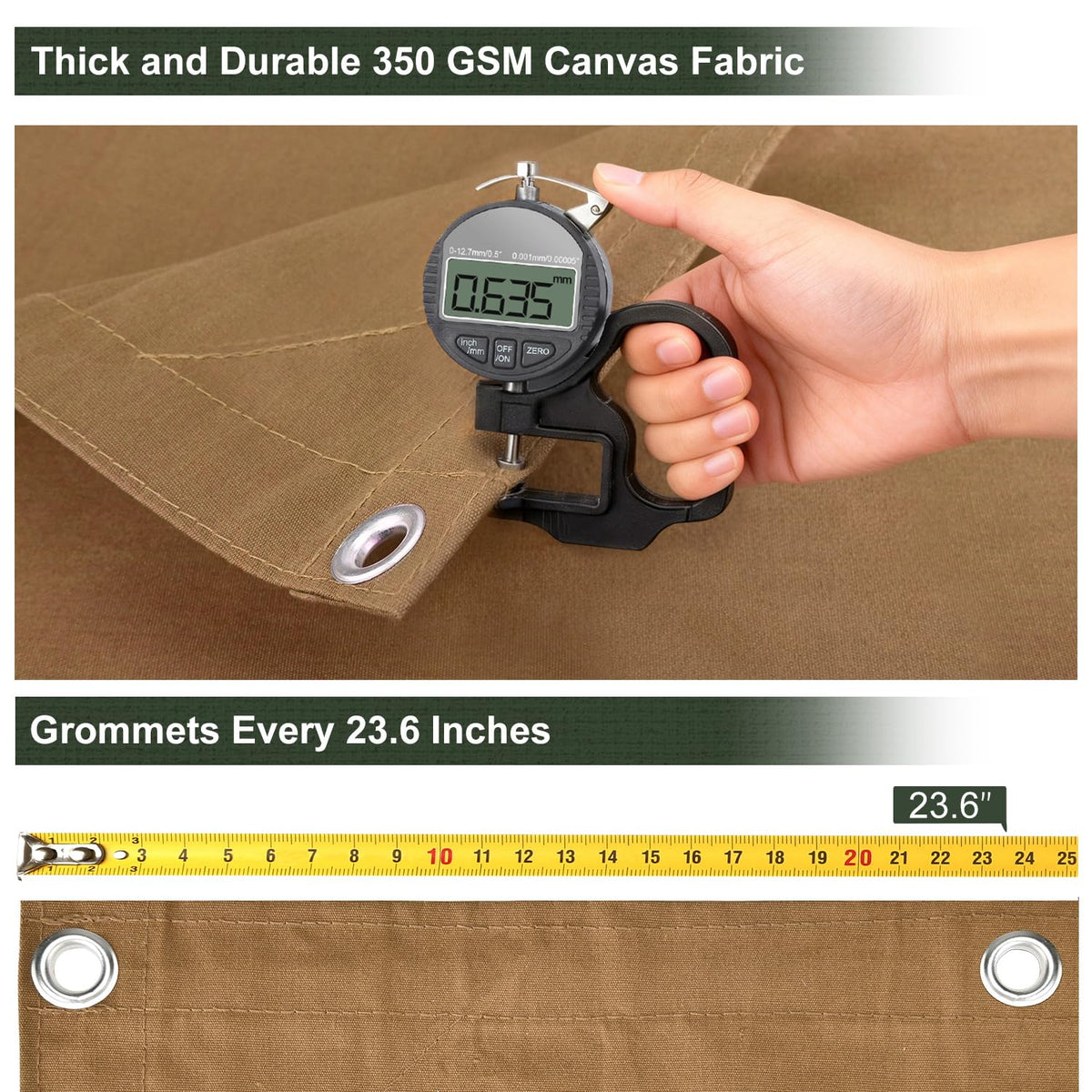 Patiobay tarp showing rustproof grommets for secure anchoring.