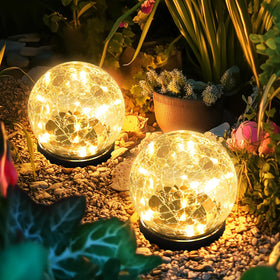 PATIOPIA solar globe cracked glass ball for outdoor ambiance