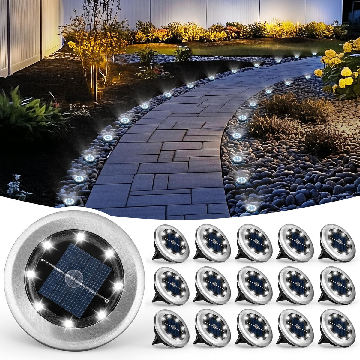 PATIOWIN mini solar ground lights assembly for quick setup and safe pathways