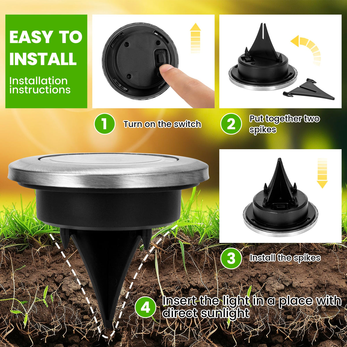 PATIOWIN mini solar ground lights packaging showing a 16-pack bundle