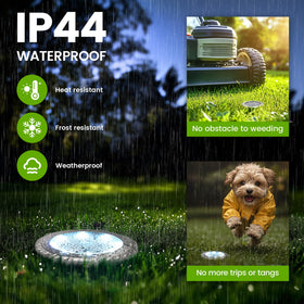 PATIOWIN mini solar ground lights highlighting a pool edge for visibility