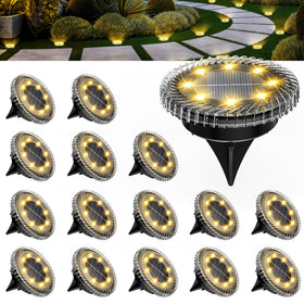 PATIOWIN round 8-led solar ground light for even pathway illumination.