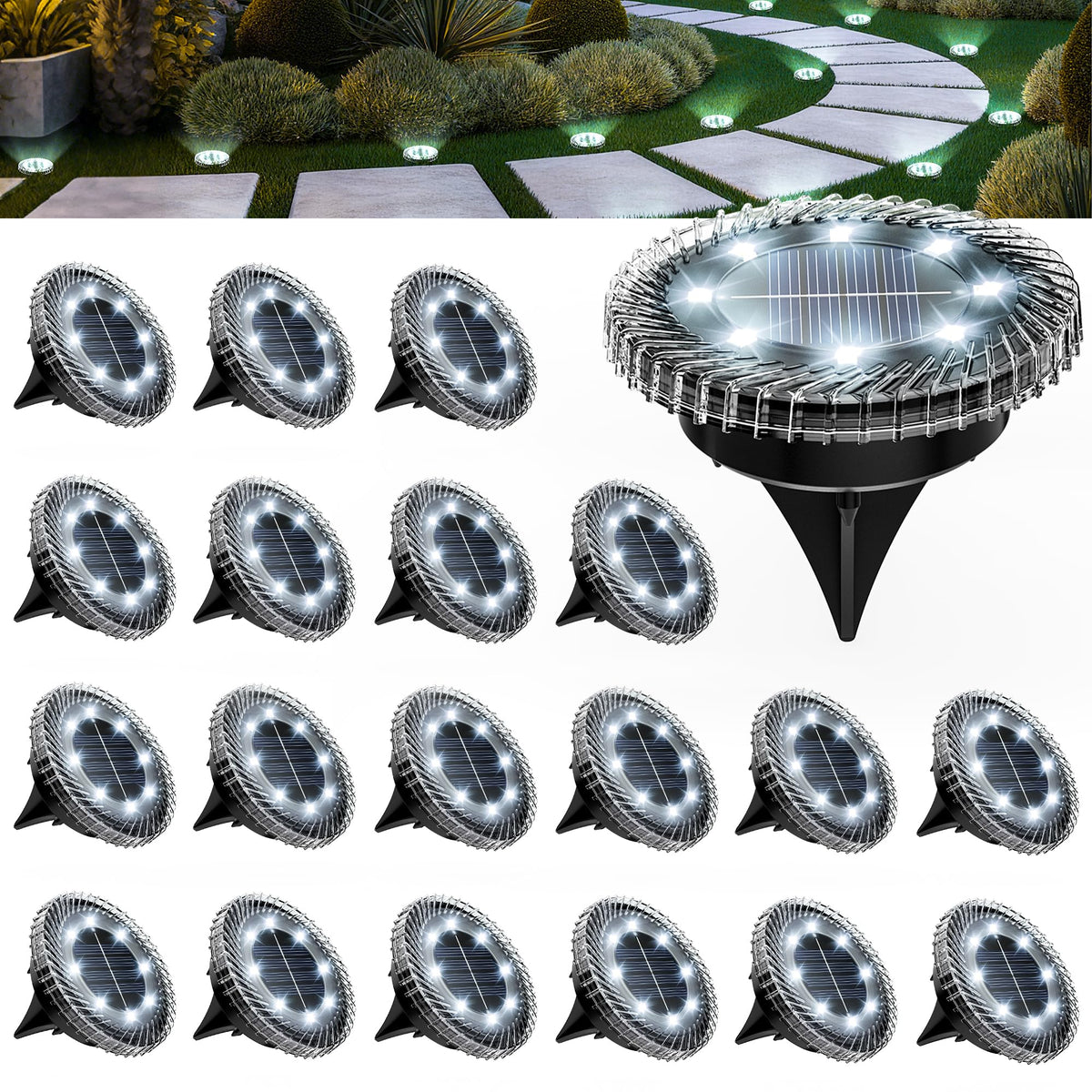 PATIOWIN small solar ground light delivers 360-degree brightness for safe pathways.