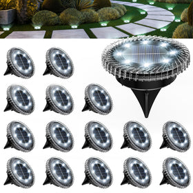 PATIOWIN small solar ground light with 8 LEDs provides 360° brightness for yard edges.