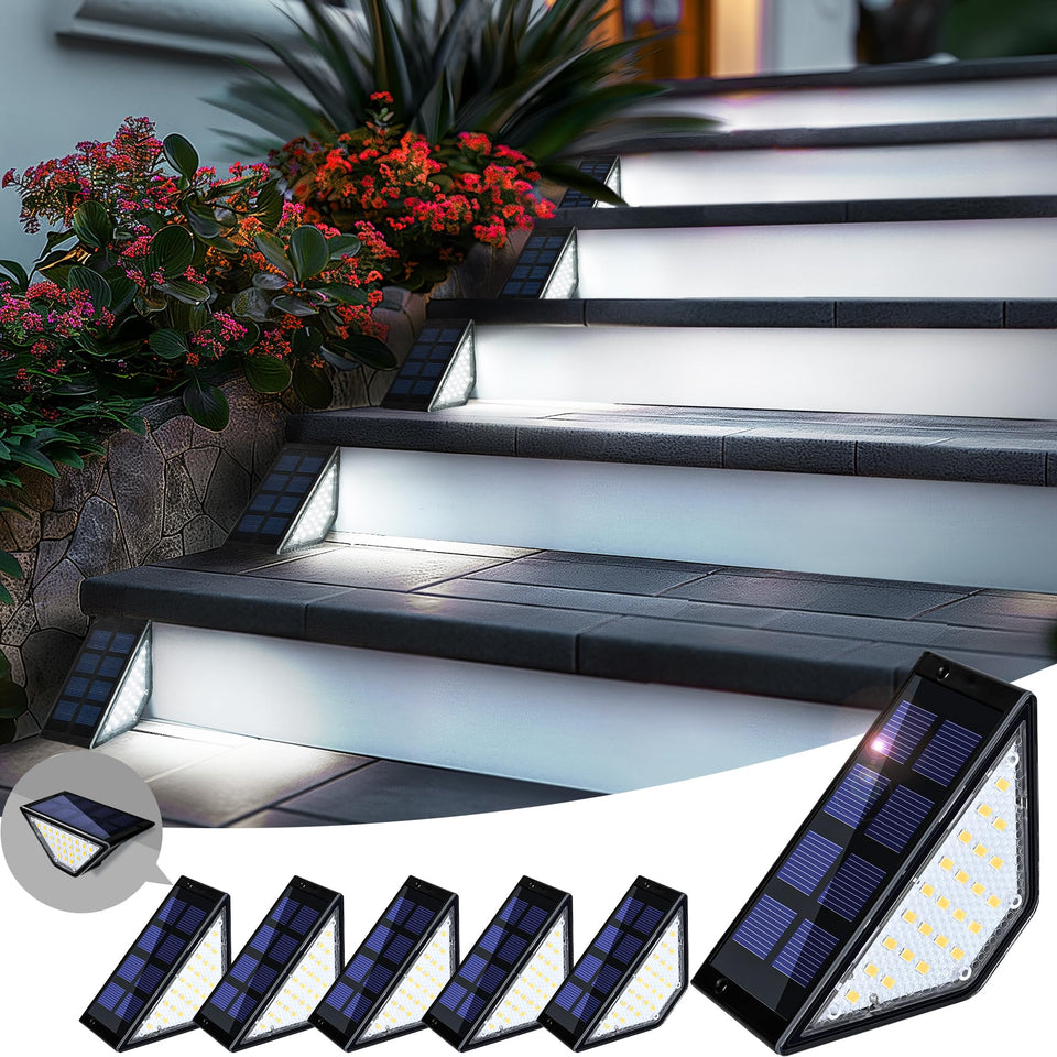 PATIOWIN solar step light on stairs improves safety and ambience.