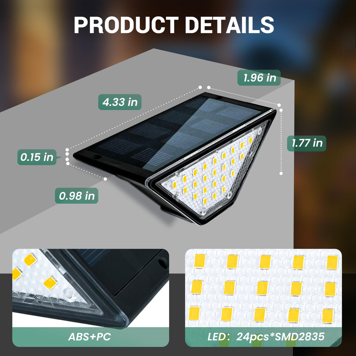 PATIOWIN 24-LED system highlights deck edges for easy evening navigation.