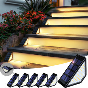 PATIOWIN solar step lights brighten stairs with a warm, safe glow.