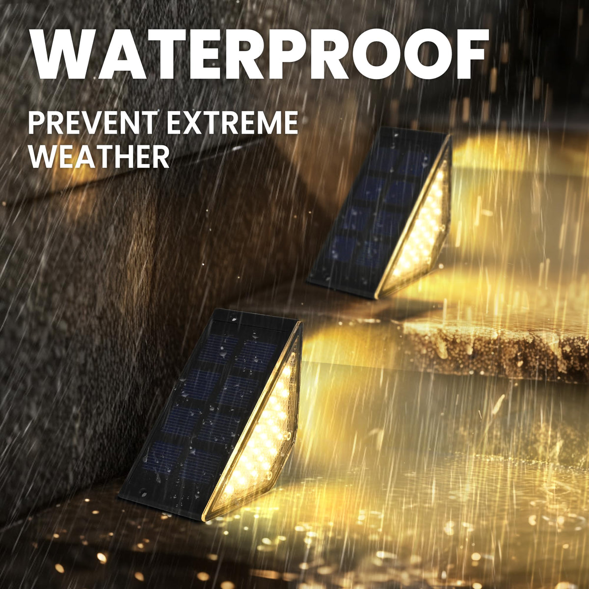 PATIOWIN IP65 waterproof lights withstand rain and snow while lighting walkways.