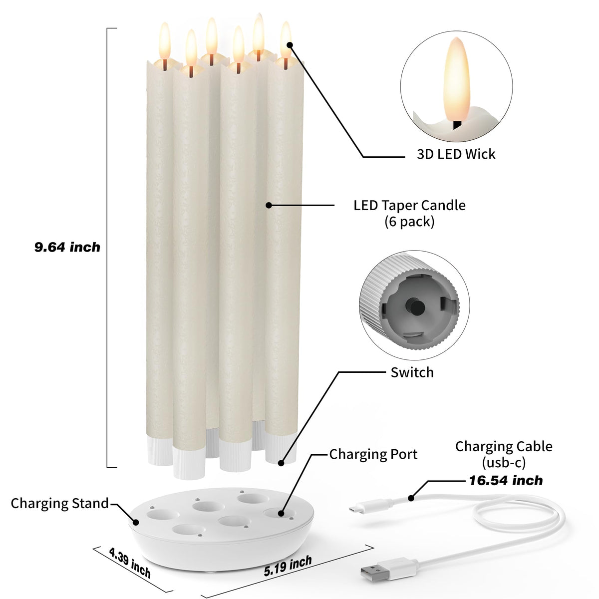 Patiphan LED taper candles with remote control for easy mood lighting
