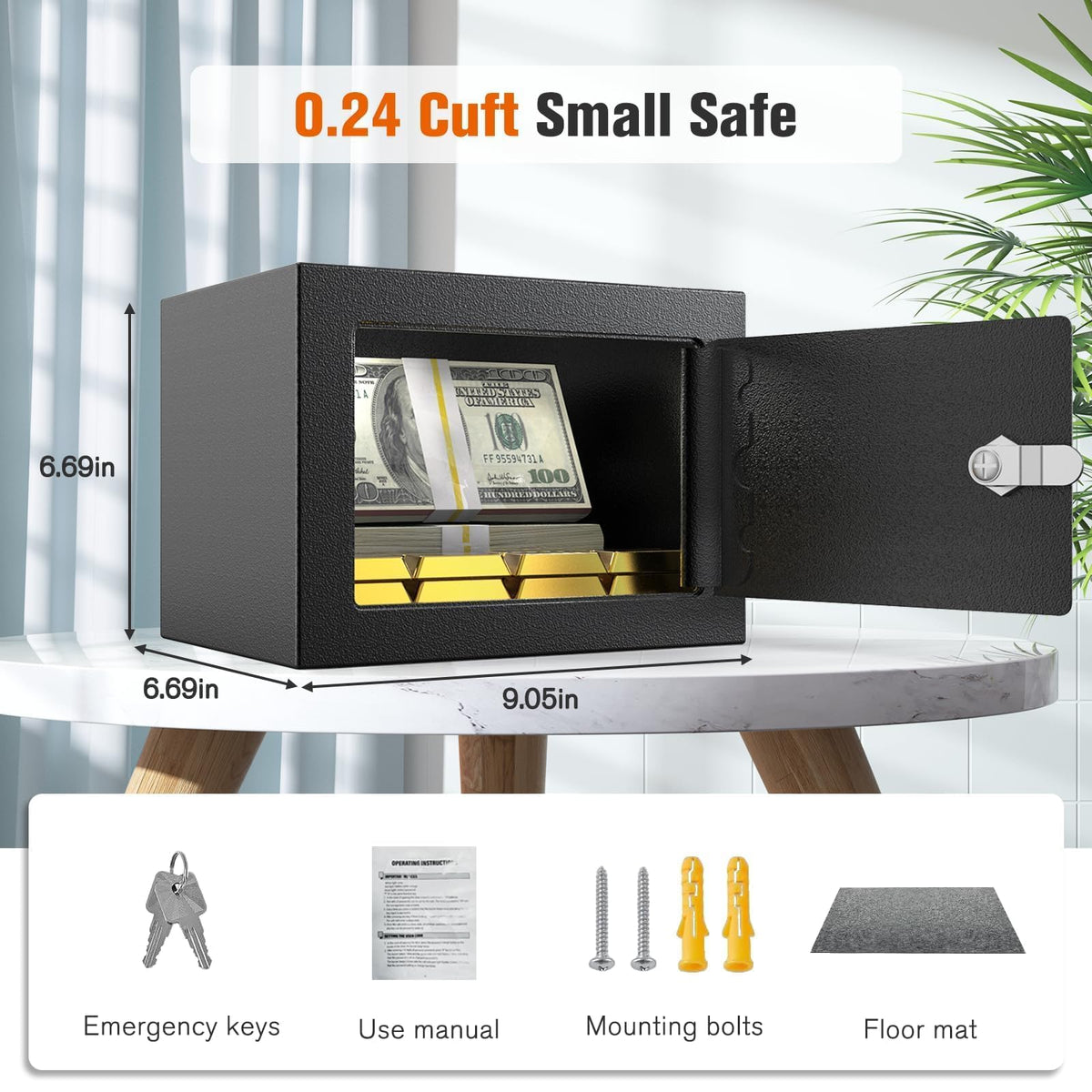 PATRON small safe box compact dimensions fit in drawers.