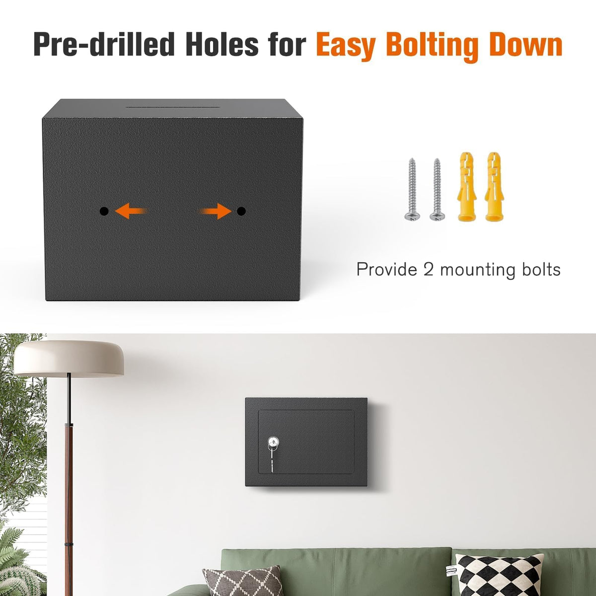 PATRON small safe box durable steel construction with anti-pry bolts.