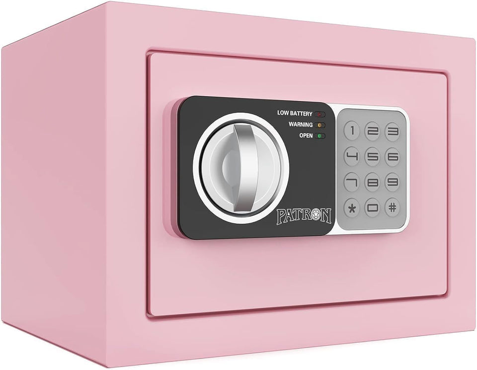 Patron small safe box front view highlighting compact home security
