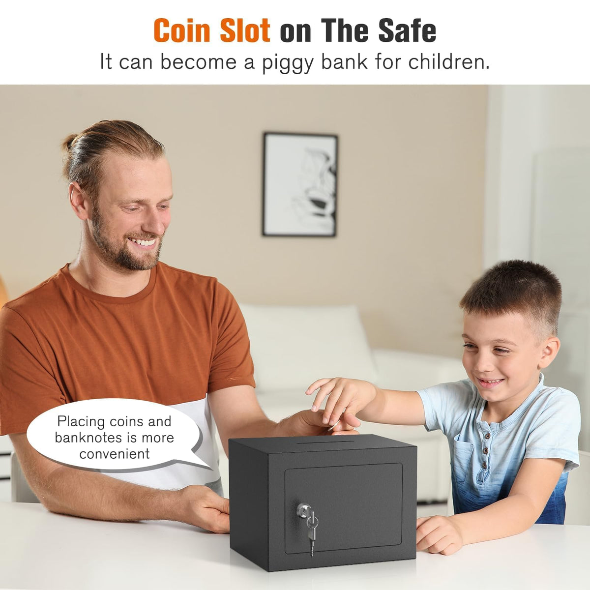 PATRON small safe box with key lock front view for secure access.