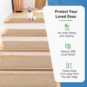 PATTENGO 8x30 inch stair treads close-up shows strong grip.