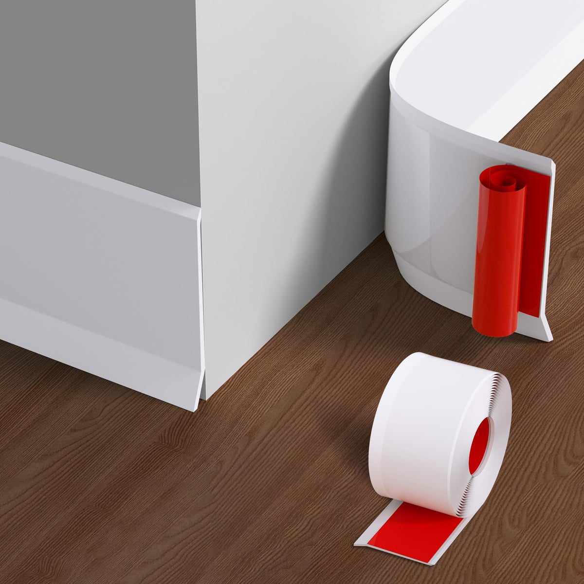 PATTENGO baseboard adhesion tape demonstrates a strong hold for lasting wall protection.