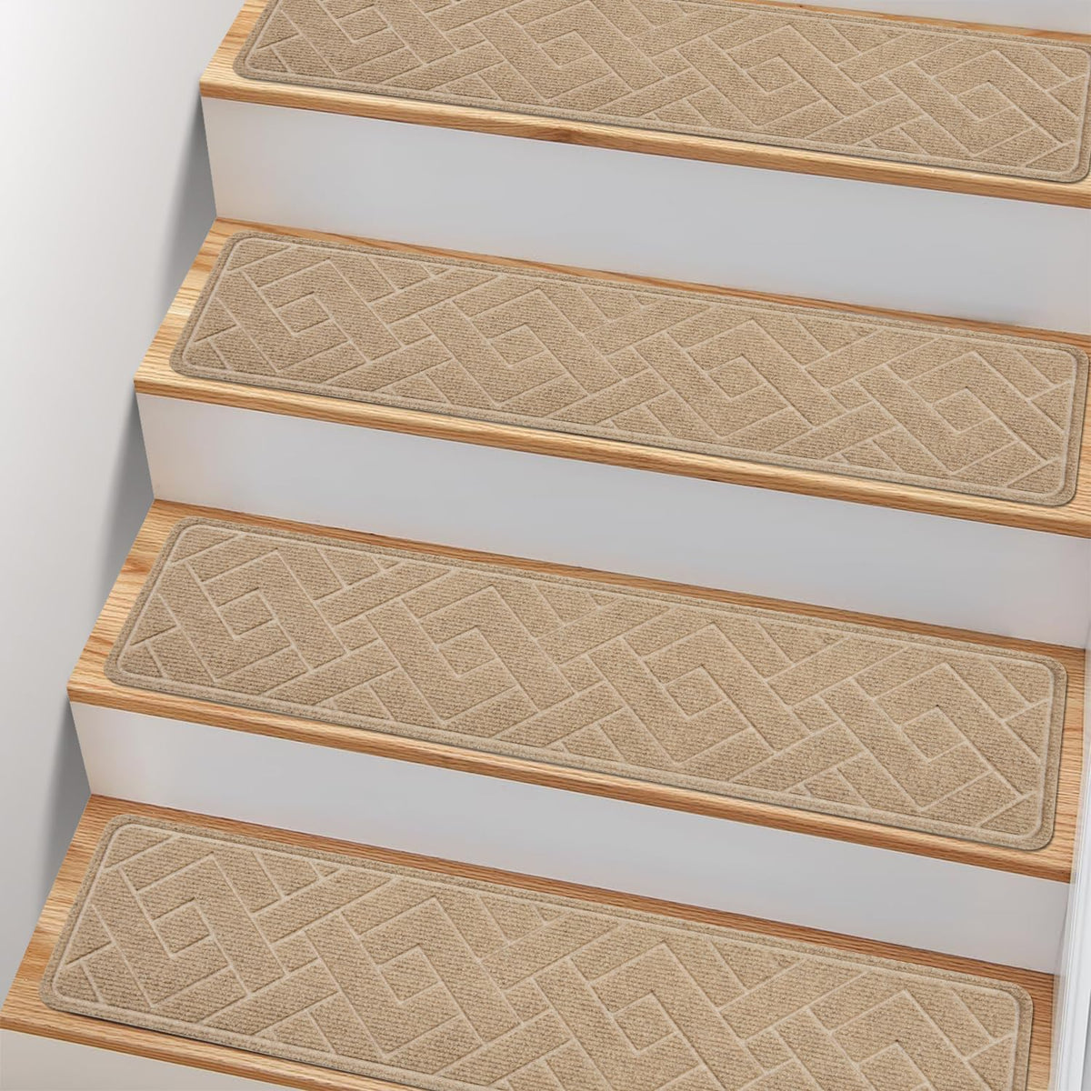 PATTENGO non-slip stair treads on wooden steps provide safer footing.