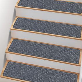 PATTENGO non-slip stair treads on wooden steps offer secure footing for families.