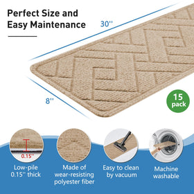 PATTENGO peel-and-stick adhesive with full-tread coverage for secure placement.