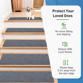 PATTENGO TPR self-adhesive stair carpets stay in place and reduce curling.