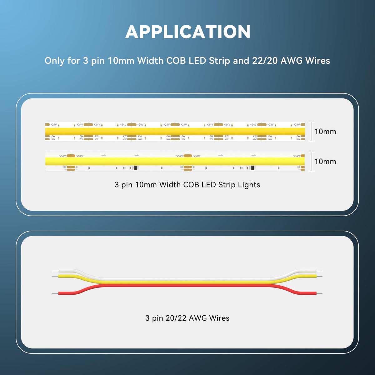 PAUTIX 22AWG extension cable with three conductors for stable LED links.
