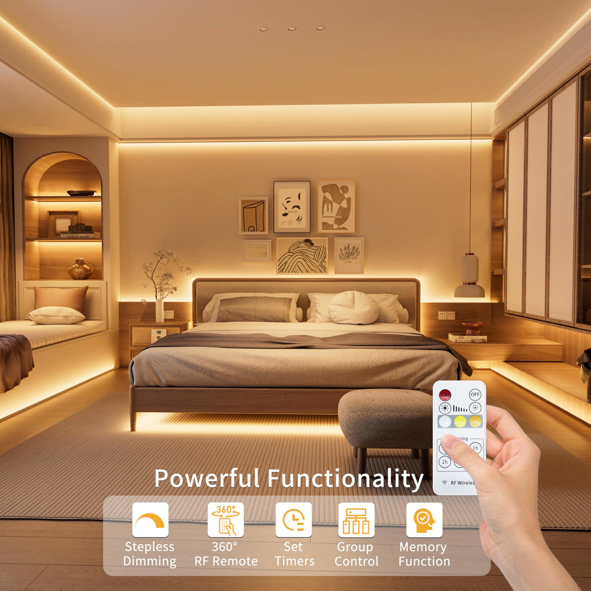PAUTIX bedroom lighting offers tunable white for cozy or bright moods.