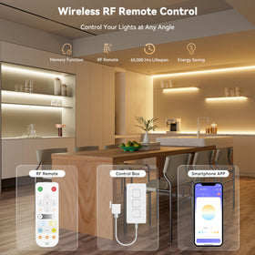 PAUTIX CCT COB LED strip light app-based group control for synchronized scenes.