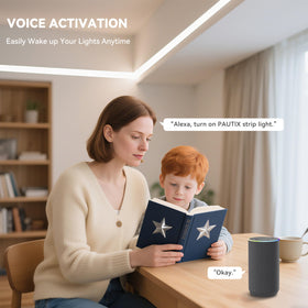 PAUTIX CCT COB LED strip light with 180-degree beam in kitchen.