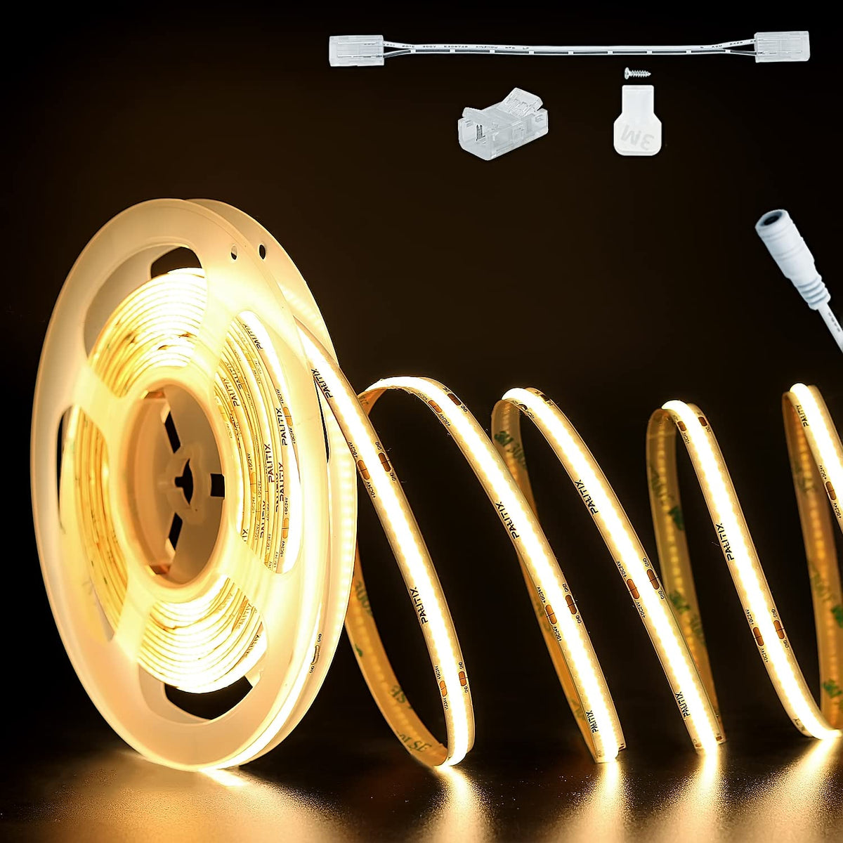 PAUTIX COB LED strip 32.8ft close view shows dense LEDs for even glow