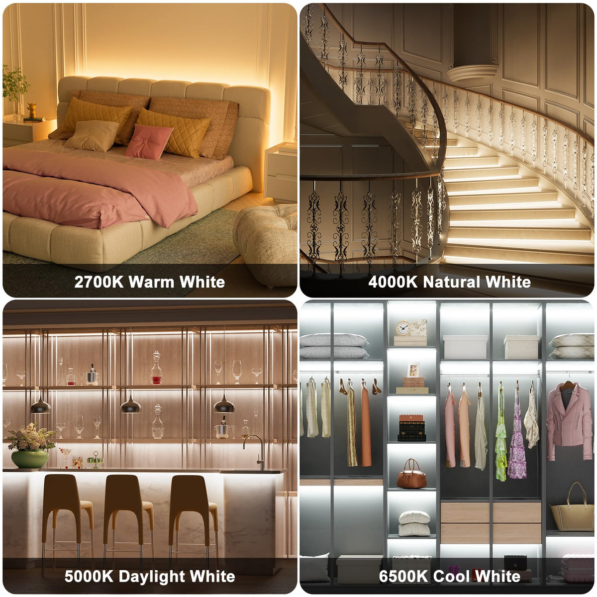 PAUTIX COB LED strip light on a wine rack highlights bottles