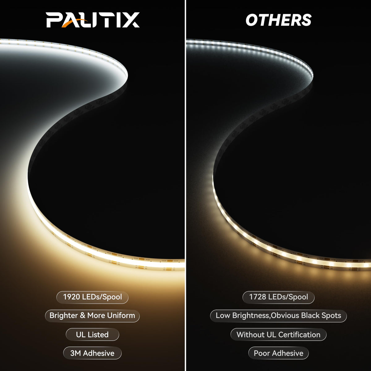 PAUTIX COB LED strip TV backlight with adjustable brightness and color.