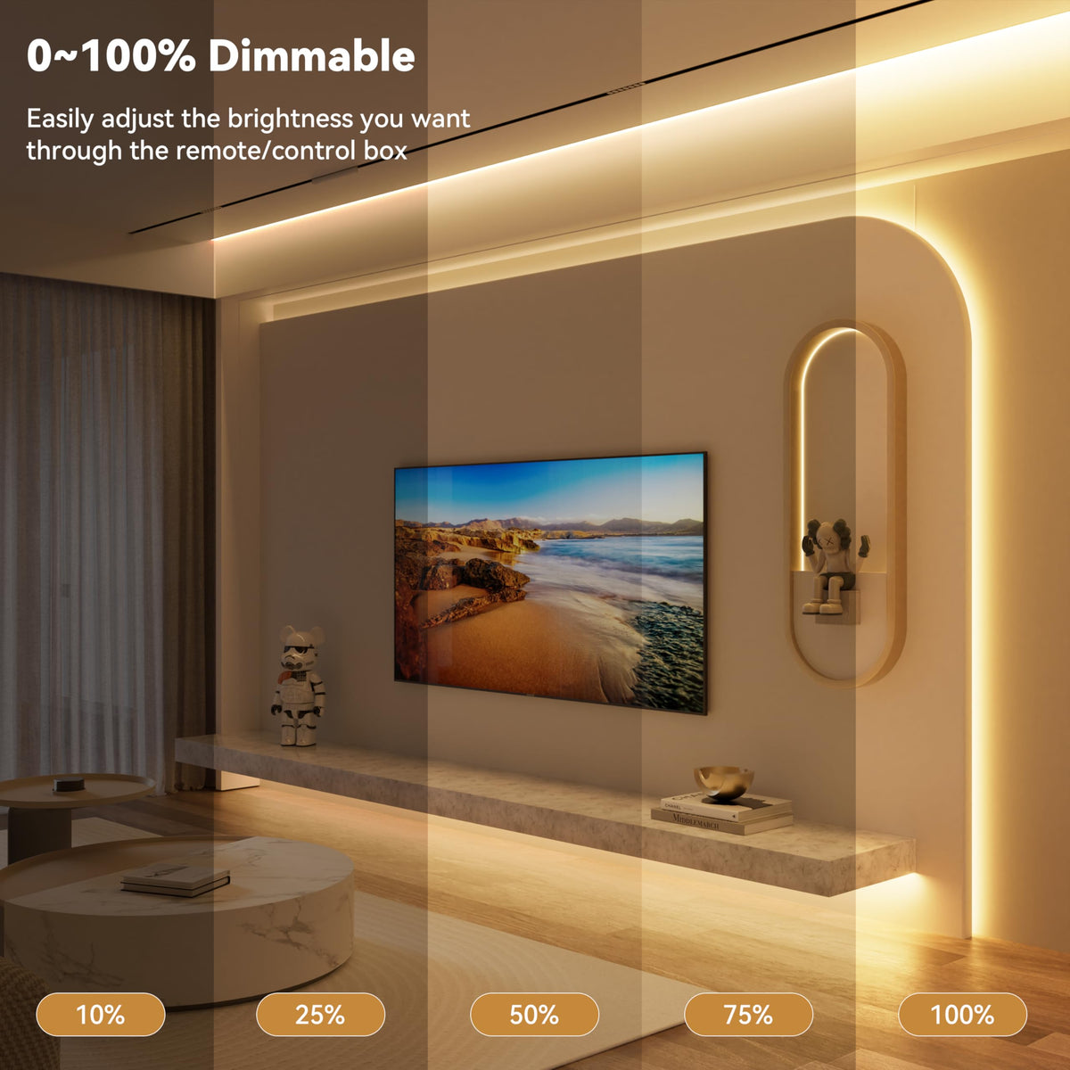 PAUTIX COB LED strip with RF remote control for easy dimming and timing
